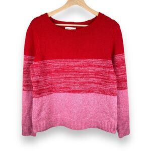 Cupcakes and Cashmere Colorblock Ombre Crewneck Sweater Red Pink Size M